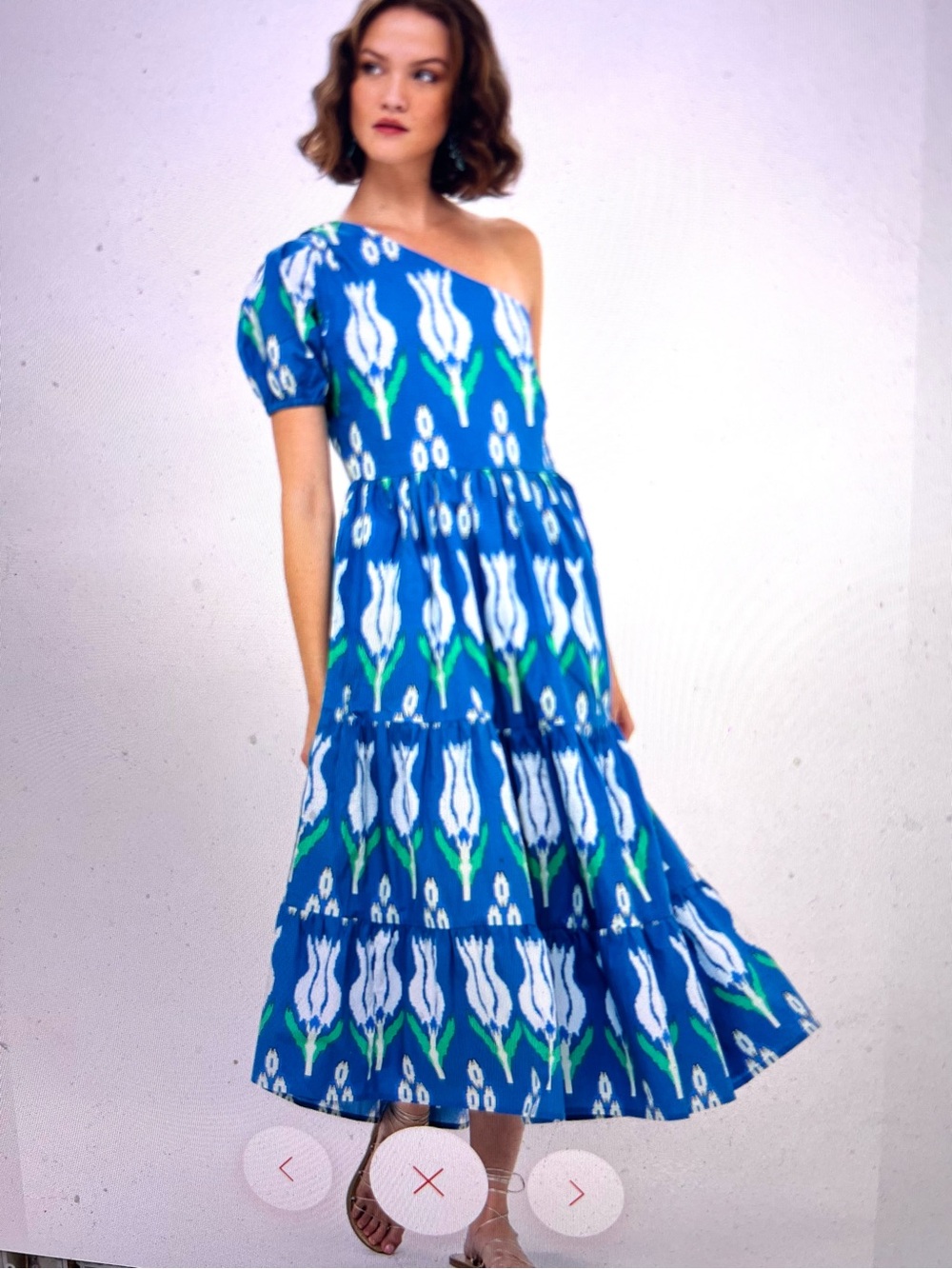 STUNNING OLIPHANT ONE SHOULDER TIERED MAXI DRESS SUMBA BLUE XS NWT
